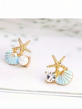 🌺Vacation Wear Starfish Seashell Earings Stud Earings  Resort Wear
